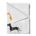thumbnail image 2 of Dachshund Soft Flannel Fleece Throw Blanket, Vintage Dog Silhouettes with a Grunge Theme Domestic Pets Pattern, Cozy Plush for Indoor and Outdoor Use, 70" x 90", Marigold Black Orange, by Ambesonne, 2 of 5