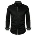 thumbnail image 1 of Camisas Y s Camisa de manga larga con solapa de a juego de colores a la moda informal para hombre (Black, S), 1 of 4