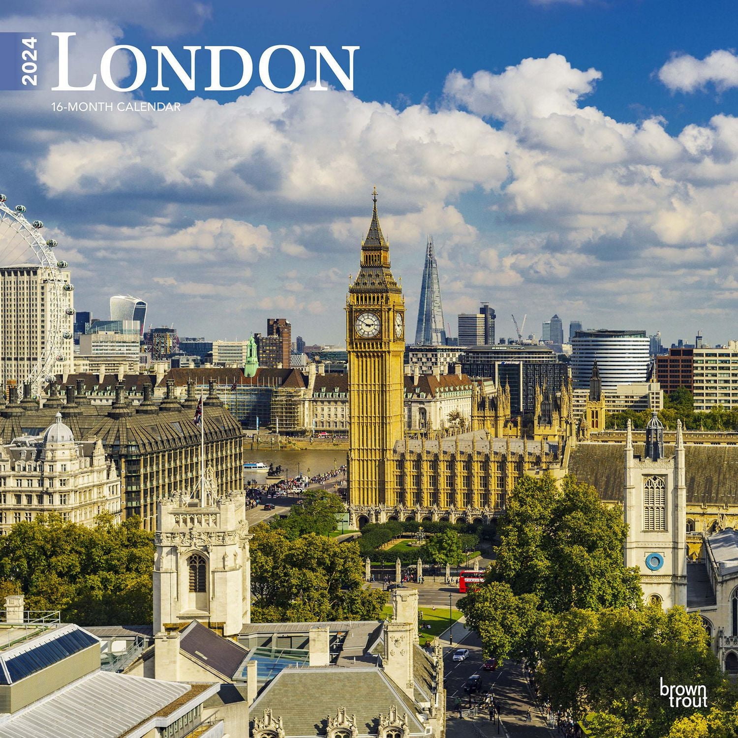 BrownTrout London 2024 12x24 Inch Square Wall Calendar, 9781975463724