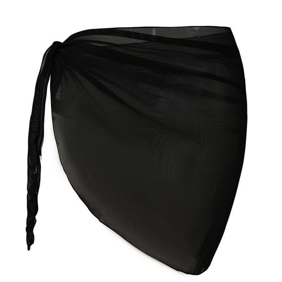 Wyobmus Women Beach Sarong Bathing Suit Wrap Skirt Sheer Bikini Swimsuit Cover Ups for Swimwear Bathing Suit A-Black