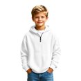 thumbnail image 3 of Hoodies for Boys Quarter Zip Waffle Knit Pullover Hooded Sweatshirt Tops,Kids Zip Long Sleeve Hoodie,Teen Boy Fashion Fall Winter Casual Sweatshirts,Back to School Clothes,White,M, 3 of 7