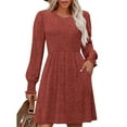 thumbnail image 2 of Oksale Womens Sweater Dress for Fall Casual Crewneck Knit Dresses with Pockets Long Sleeve Mini Dress Slouchy Comfy Bodycon Outfits 2025 Orange XL, 2 of 7