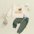 thumbnail image 2 of NOLDARES Toddler Baby Boy Fall Clothes Long Sleeve Letter Print T-Shirt with Elastic Waist Set Fall Winter Outfit(M545-Green), 2 of 4