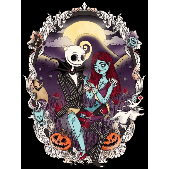 Jack and Sally Diamond Painting Kits for Adults, Diamond Painting DIY 5D Full Drill Diamond Art Kit for Adults Beginner, Diamond Dots Painting Craft for Home Wall Decor 12x16 Inch