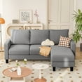 thumbnail image 4 of Furmax 70" Convertible Sectional Sofa Couch 3-Seat L-Shaped Small Sofa Couch with Reversible Chaise for Small Living Room, Apartment and Small Space, Linen Gray, 4 of 9