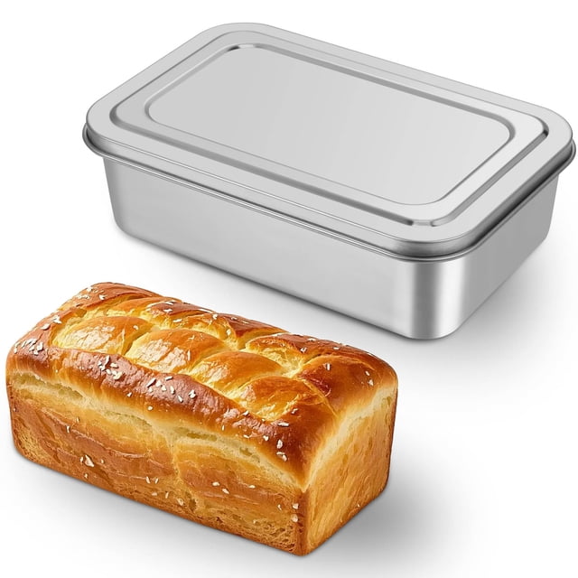REOFLYUP Bread Loaf Pan Stainless Steel with Lid Even Heat Distribution 1Pack