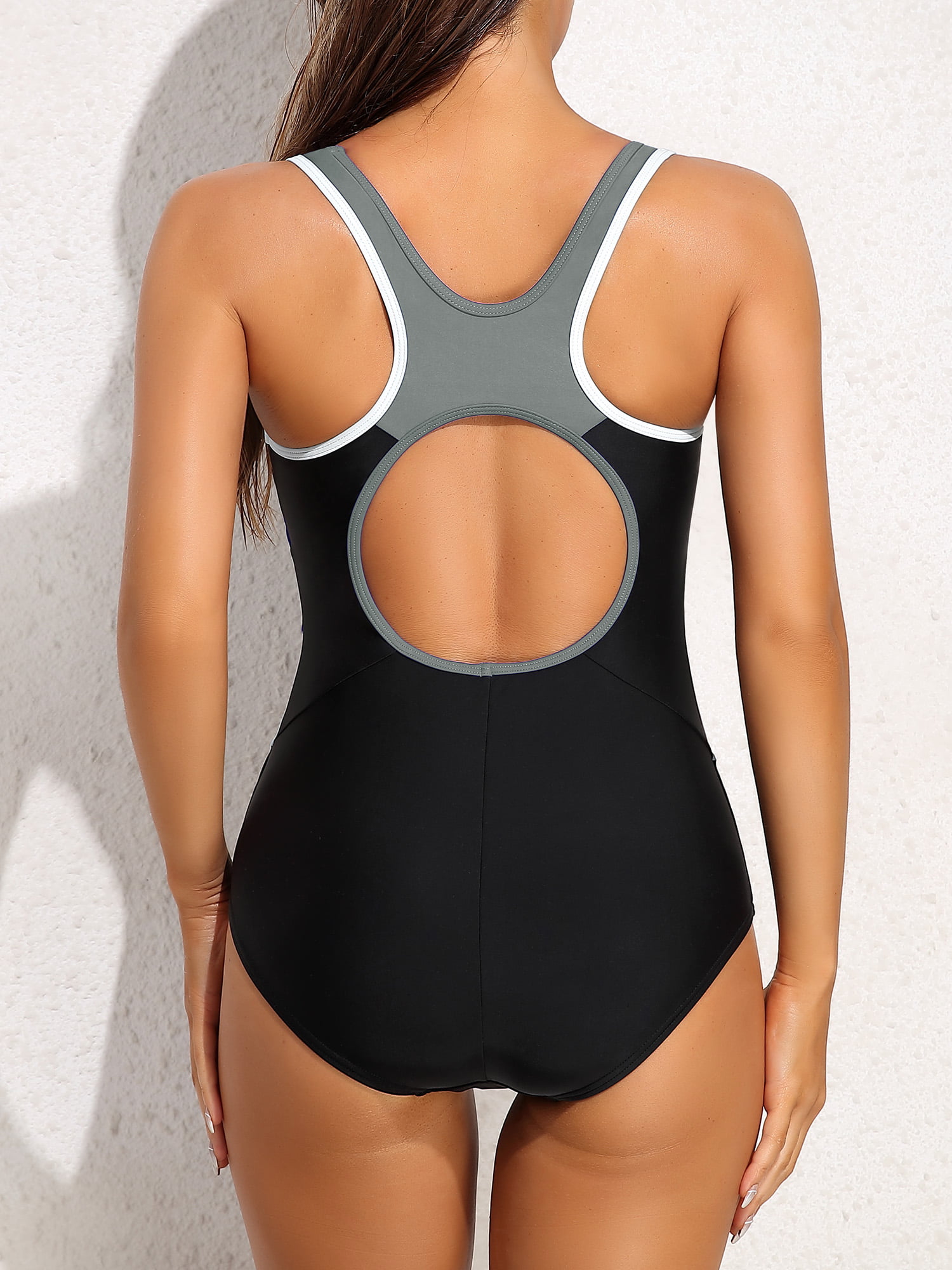 Sociala Tummy Control One Piece Bathing Suit Side Splicing Sport Swimwear