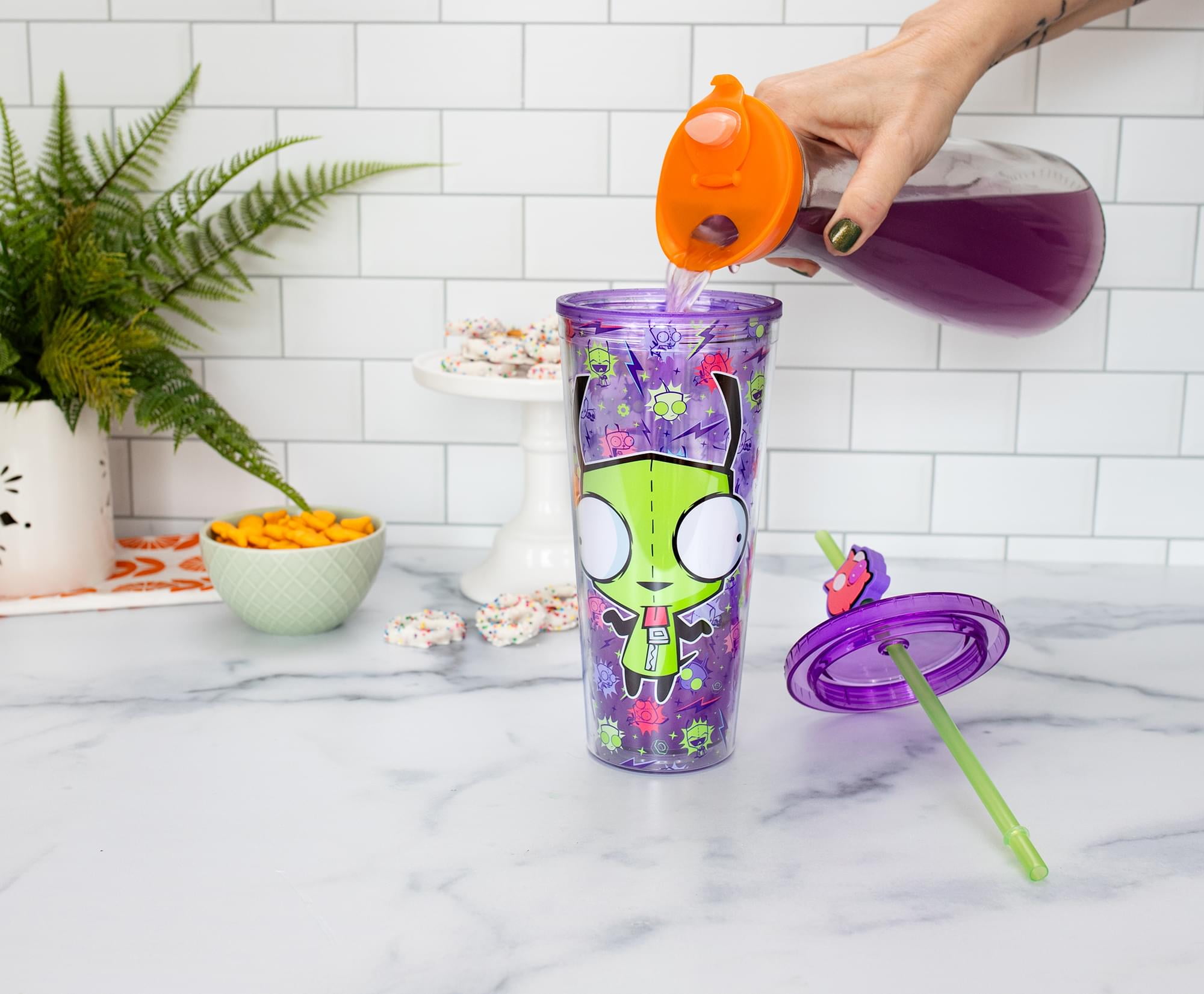 Invader Zim GIR Plastic Carnival Cup With Lid and Straw Topper