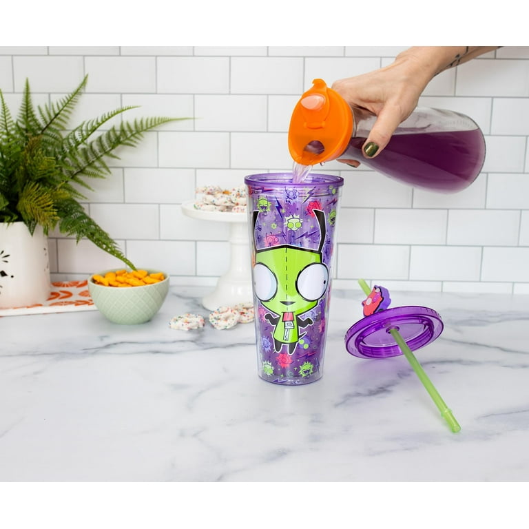 Invader Zim GIR Plastic Carnival Cup With Lid and Straw Topper