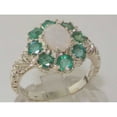 thumbnail image 5 of LBG British Made 925 Sterling Silver Natural Opal & Emerald Womens Statement Ring - 33 size options - Size 10.75, 5 of 6
