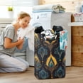 thumbnail image 5 of Yayeee Freestanding Laundry Hamper with Handle Collapsible Large Storage Basket for Clothes, Navy Blue Art Pattern, 5 of 7