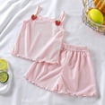thumbnail image 6 of KPOPLK Toddler Baby Girl Summer Outfits Solid Color Strap Waffle Sleeveless Ruffle Tank Tops Shorts Set Cute Infant Clothes for 3M-7T(3-4 Years,Pink), 6 of 9