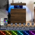 thumbnail image 3 of Hommpa Nightstand Set of 2 Wireless Charging Station USB Port Type C Outlets Modern Bedside Table 3 Drawer Smart LED Nightstand Tall Night Table Walnut End Side Table for LivingRoom Bedroom, 3 of 8