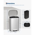thumbnail image 3 of Stainless Steel Kitchen & Bathroom Trash Can Combo Set – 13.2 & 2.6 Gallon with Removable Inner Buckets, Rectangular Step-On Bins, Soft-Close Lids, Rear Handles, Rustproof – Silver Color, 3 of 8