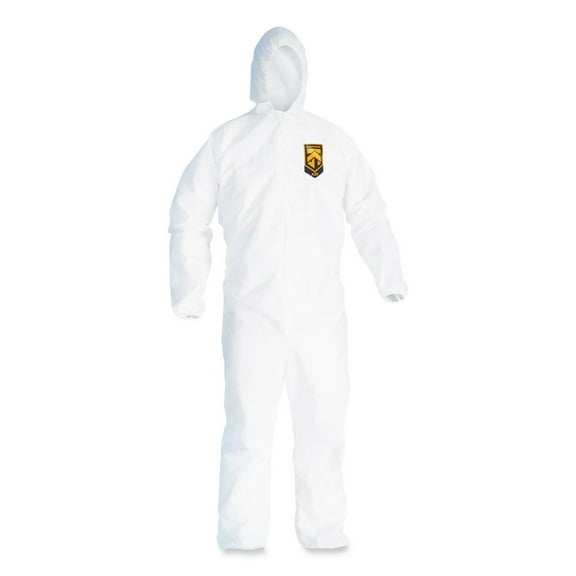 Ansell KCC49112 A20 Hood and Elastic-Back Breathable Particle Protection Coveralls - Medium, White (24/Carton)