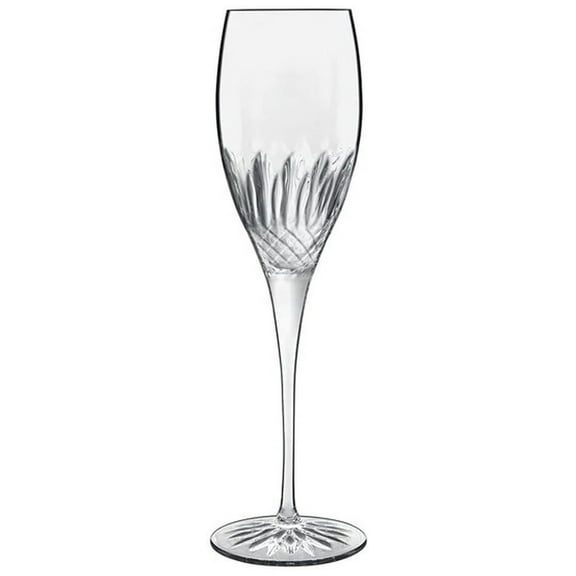 Champagne Glasses, Diamonte 7.5oz Stemware Set of 4 - Sparkling Wine Flutes, Titanium Reinforced, Dishwasher Safe, Lead-Free Crystal