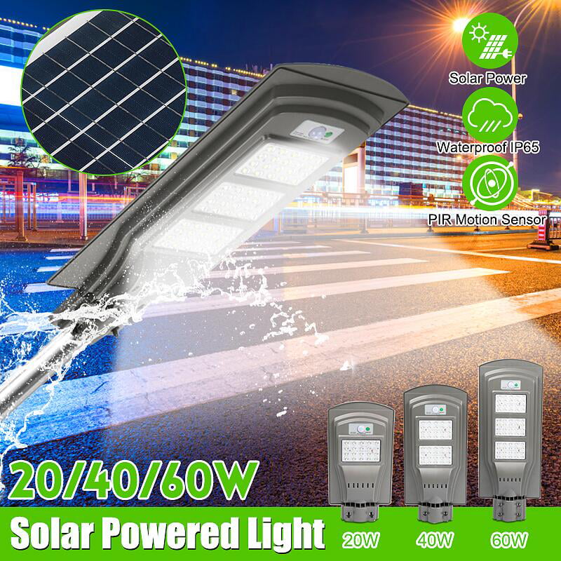 40/60W Solar LED Street Wall Light PIR Motion Sensor Outdoor Garden Road Lamp 