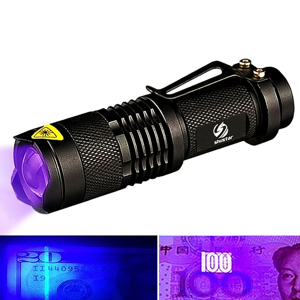 365 nm UV Ultra Violet Mini Flashlight Purple Blacklight Torch Light Lamp SA 