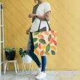 thumbnail image 4 of FORMRS Womens Canvas Tote Bag with Zipper Inner Pocket Shoulder Handbag, Green Retro Autumn Leaves, 4 of 7