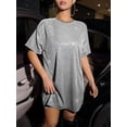 thumbnail image 5 of Silver Oversized Glitter Drop Shoulder Mini Tee Dress For Night Out, 5 of 6