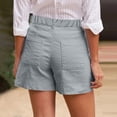 thumbnail image 6 of ManxiVoo Women's High Waisted Linen Shorts with Button Fly and Pockets for Business Casual Summer Work Attire L Size Grey, 6 of 7