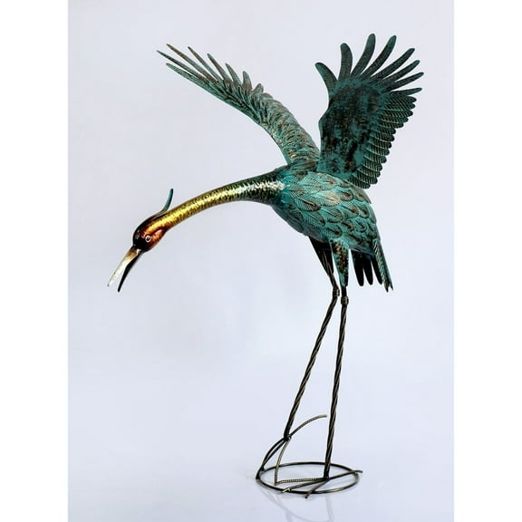 Unbranded Metal Heron Coming For A Landing Garden Statue