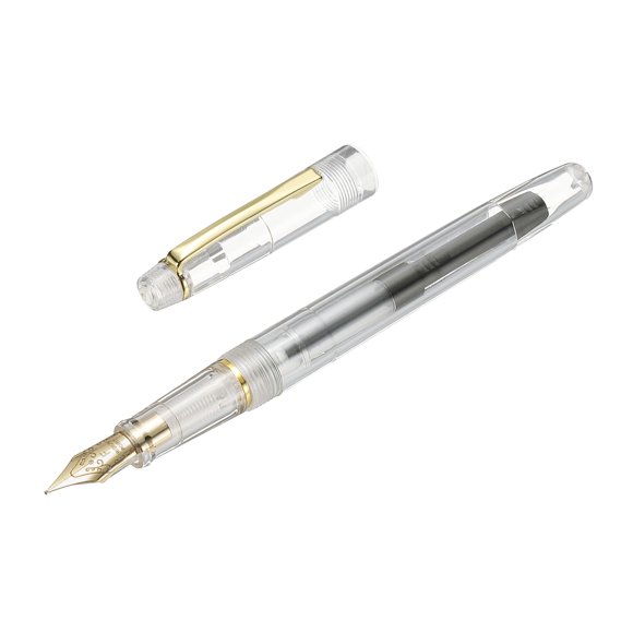 Uxcell Fountain Pen Medium Nib, Fountain Pen Barrel Handcrafted Pen for Professional Office Journaling Gifts, Transparent White