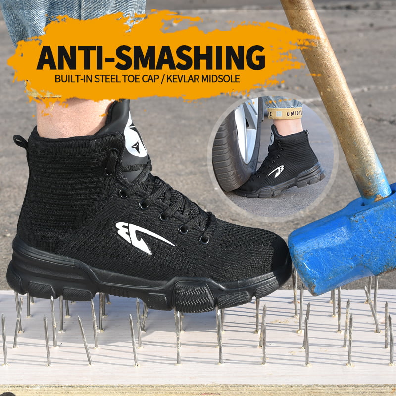 Men's Work Safety Indestructible Sport Shoes Steel Toe Cap Slip On Midsole Boots 