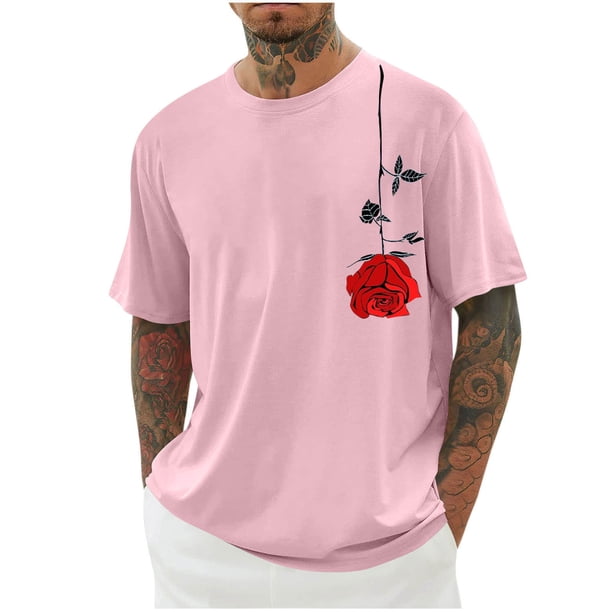 Camisas de Manga Larga para Hombres Imprimir Casual Cuello Redondo Blusa de Manga Corta, Camisas de Lino para Hombres