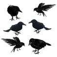 thumbnail image 2 of 6 Pack Halloween Realistic Black Crow Decorations Lifelike Feathered Ravens with Clips Party Props for Fence Tree Pumpkin Indoor Outdoor Decor, 2 of 7