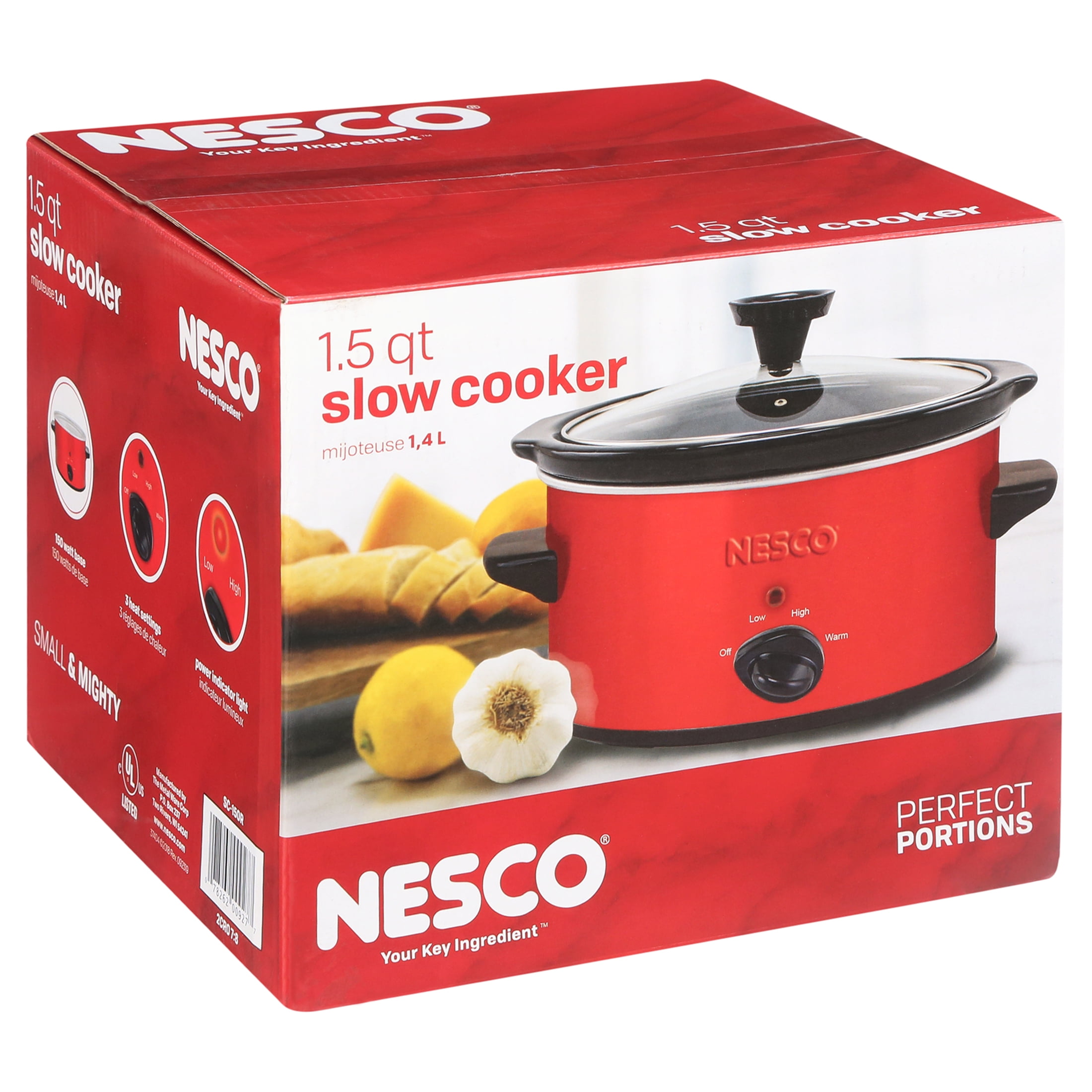 NESCO SC-150R Slow Cooker, 1.5 Quarts, Metallic Red 