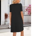 thumbnail image 5 of Pisexur Robe à Manches Courtes Col Carré Hauteur Genou Mode Femme Couleur Unie Col Rond Robes à Manches Courtes Blouses pour Femmes, 5 of 5