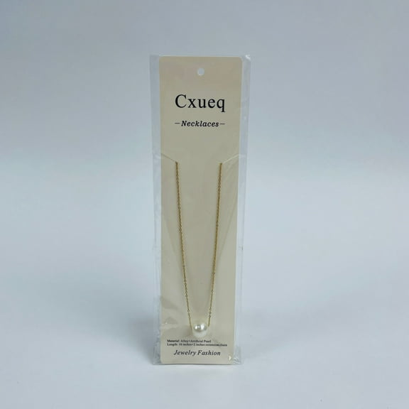 Cxueq Women's 18'' Pendant Necklaces Artificial Pearl Necklace Golden