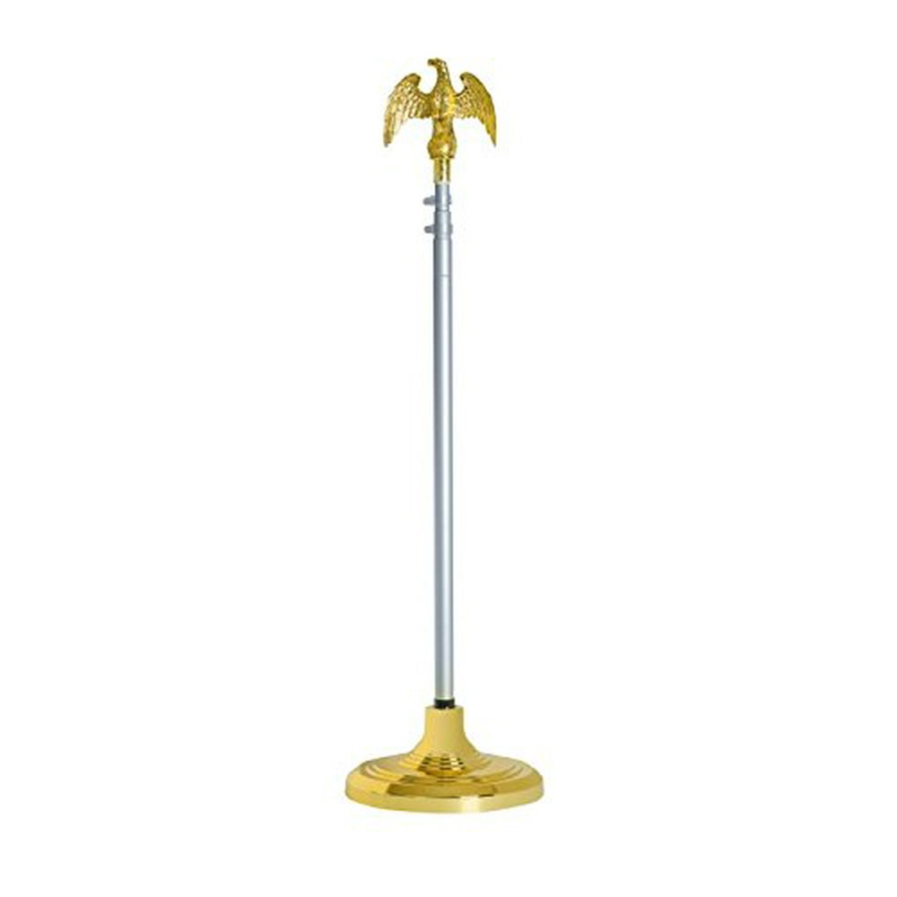 Telescoping Indoor Flag Pole Kit with Base Stand and Gold American