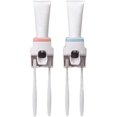 thumbnail image 1 of Portacepillos y dispensador de pasta de dientes, exprimidor de pasta de dientes de pared para baño, estuche multiusos para cepillos de dientes que ahorra espacio, apto para uso familiar., 1 of 5