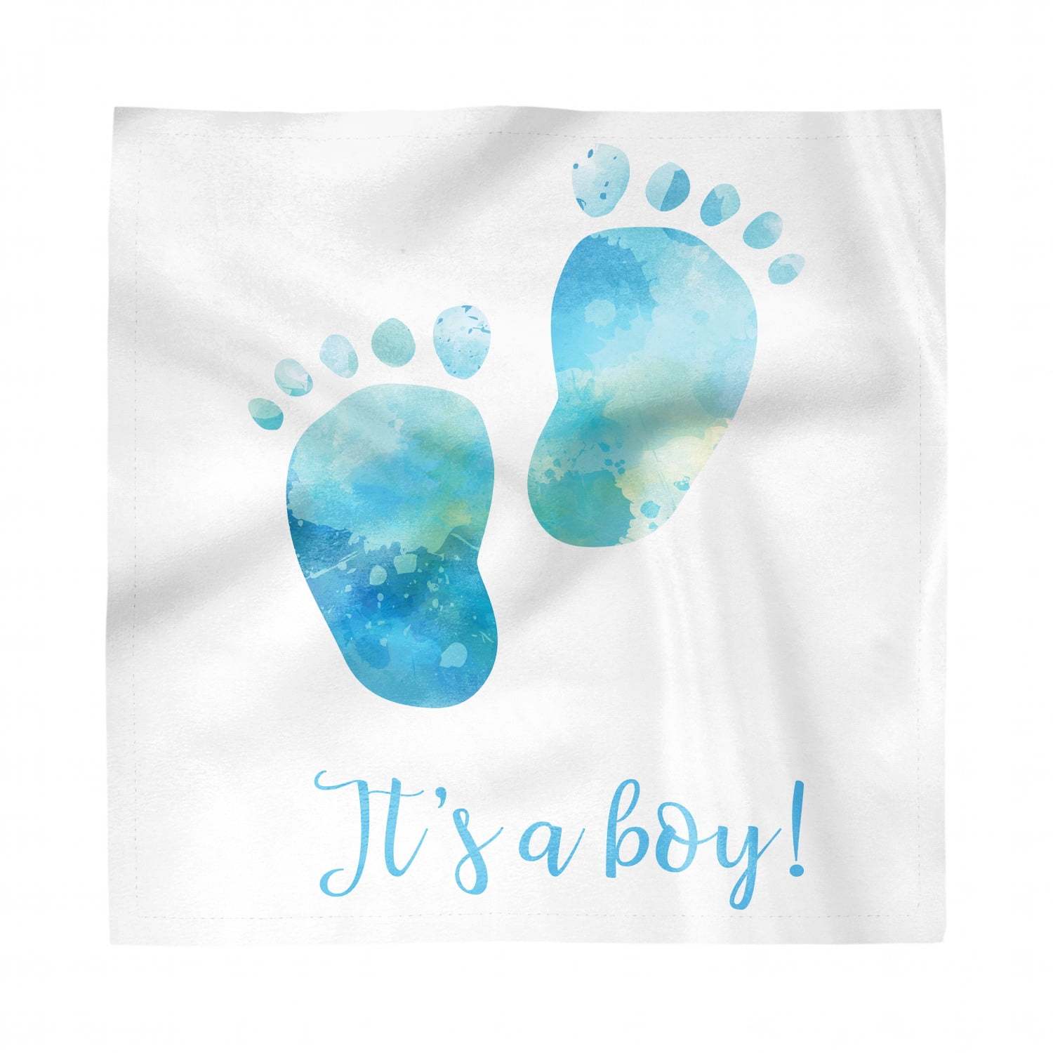 Gender Reveal Napkins Set of 4, Watercolor Effect Baby Footprints with