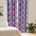 thumbnail image 2 of Ambesonne Tropical Curtains, Exotic Floral and Leaf Art, Pair of 28"x95", Blue Grey and Dark Magenta, 2 of 4