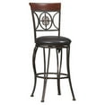 thumbnail image 2 of Linon Fleur De Lis Bar Stool, Dark Antique Brown, 30 inch Seat Height, 2 of 3