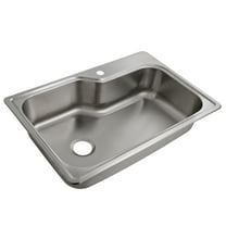 Design House 33" Handmade Stainless Steel Single Drop-In Kitchen Sink with Single-Hole Faucet Compatibility, Silver