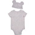thumbnail image 4 of Disney 3 Pack Mickey Mouse Jogger and creepers Set with Cap, Bodysuit Bundle for Baby, Size 24M Off-White, 4 of 5