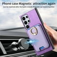 thumbnail image 7 of Classic Back Case for Samsung Galaxy S25 Ultra, with Removable Magnetic Card Slots Support Car Magnetic Mount with Finger Ring Stand Business Thin Fit Phone Cover for Samsung Galaxy S25 Ultra, Purple, 7 of 7