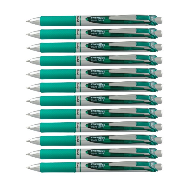 Bolígrafo de tinta de gel Pentel EnerGel RTX, 0,7 mm, punta metálica, tinta verde