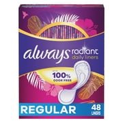 Always Radiant Daily Liners Light Absorbency, Regular Length, 48Count