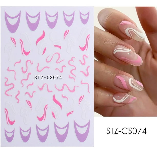 Pegatinas de uñas de línea de Metal, 3D, plata, espinas doradas, vid, líneas curvas, cinta de rayas, deslizadores de remolino, Gel adhesivo de manicura, calcomanías de Arte de uñas