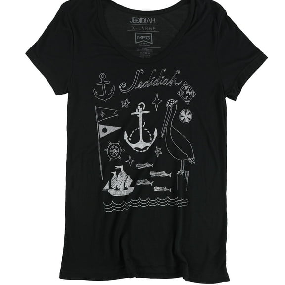 Jedidiah Womens Nautical Graphic T-Shirt, Black, X-Large