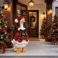 thumbnail image 5 of Luxury Poinsettia Velvet 23 inch Porch Goose Outfit Red Velvet Cape for Lawn Goose Statues Christmas Winter Patio Yard Decor, 5 of 6
