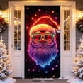 thumbnail image 5 of Christmas Door Curtain, Glow in the Dark Printed Door Cover with Santa and Snowman Designs, Hanging Holiday Decoration with Cord, 70.9 by 35.4 Inches - Santa Claus, 5 of 6