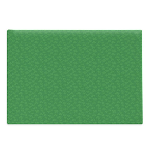 Clover Cutting Board, Simple Monochrome Repetition of Continuous Irish Shamrock Leaves St Patrick's Day, Decorative Tempered Glass Cutting and Serving Board, in 3 Sizes, by Ambesonne