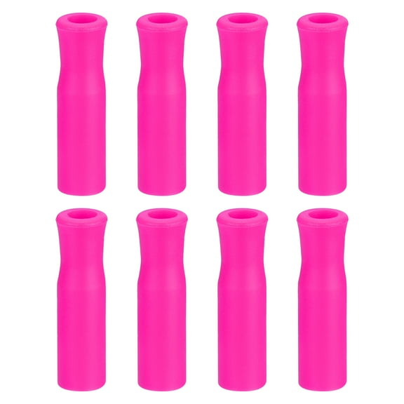 8pack Silicone Straw Tips, Soft Reusable Straws Tips Fit for 1/3 Inch(8mm) OD Stainless Steel Straws, Pink