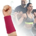 thumbnail image 5 of Unique Bargains 1 Pair Sweat Absorbing Wrist Sweatbands Athletic Cotton Yarn Latex Rose Red 8x15cm, 5 of 6
